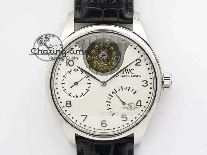 MIROTIME 0126 ModernLook Portuguese IW371445 ZF 1:1 Best Edition SS White Dial Gold Markers On Brown Leather Strap A79350 V 7269